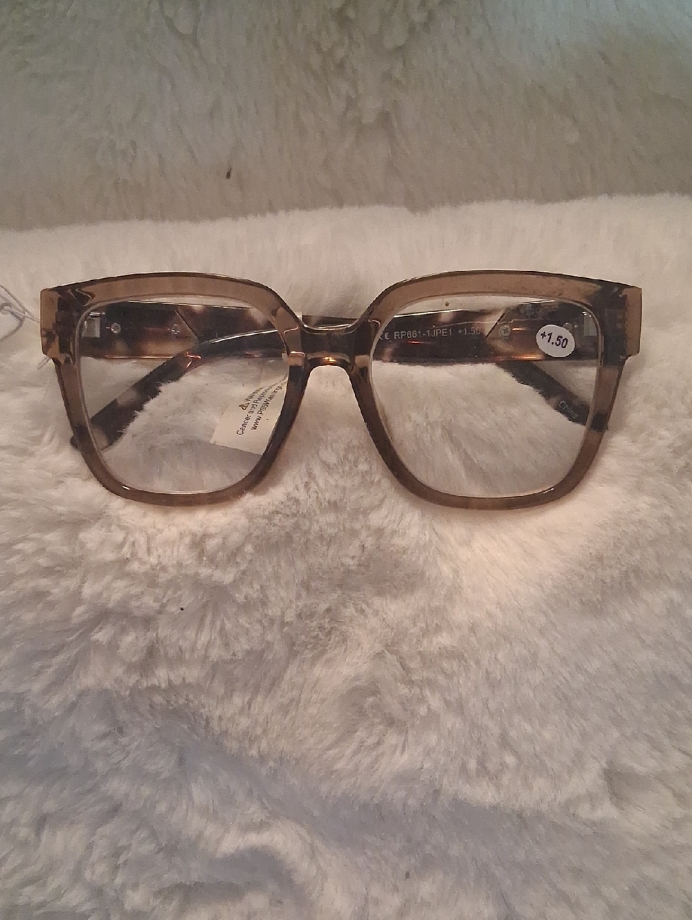 NWT Lane Bryant Translucent Brown Square Reading Glasses +1.50
